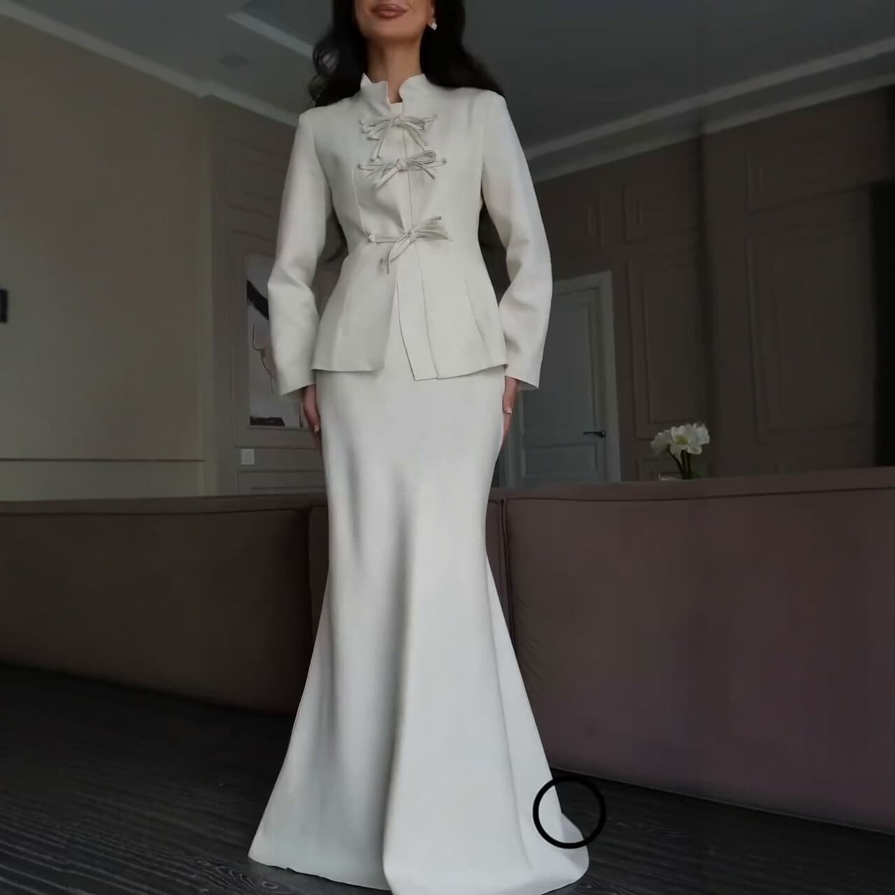 2026 Cross-Border Amazon European & American Elegant Fitted Blazer & Fishtail Skirt Set, Women's Light Luxury Fashion