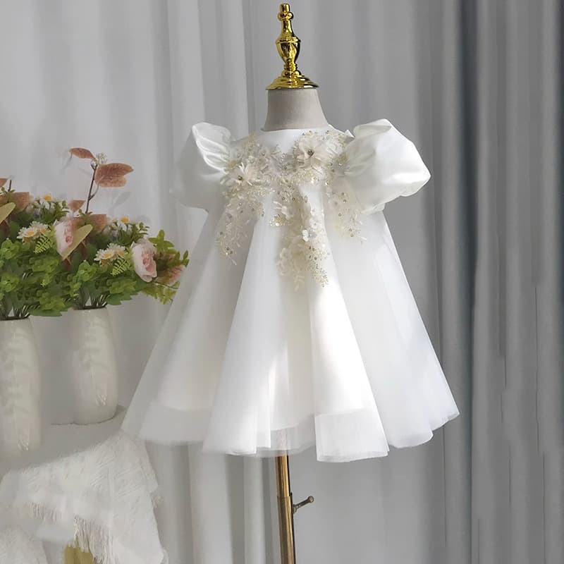 Baby Girl's 1st Birthday Dress Korean Style High-Waist Princess Tutu Dress for Flower Girl Summer