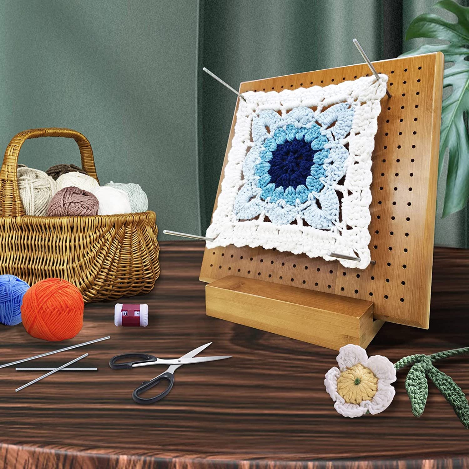 Solid Wood Woven Crochet Board Handmade Wooden Crochet Blocking Board Gift for Grandma Square Crochet Tool
