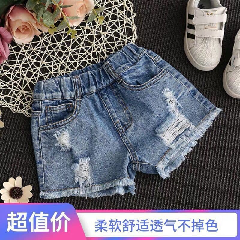 Girls' Denim Shorts with Holes, Summer Fashion for Kids, Korean Style, Thin, for Middle and Older Children