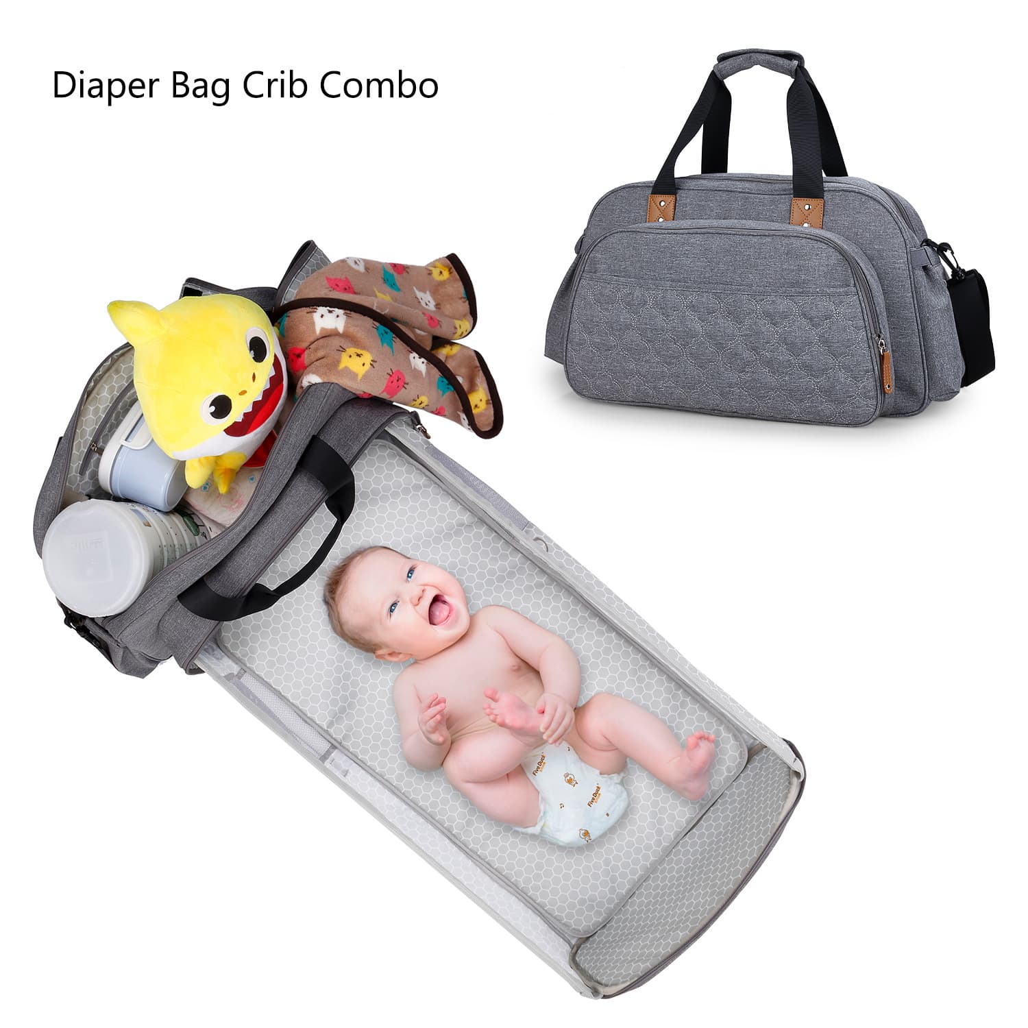 Multifunctional Maternity Bag with Baby Lounger, Comfortable Single Shoulder Crossbody Diaper Bag, Embroidered Large Capacity Outdoor Bag