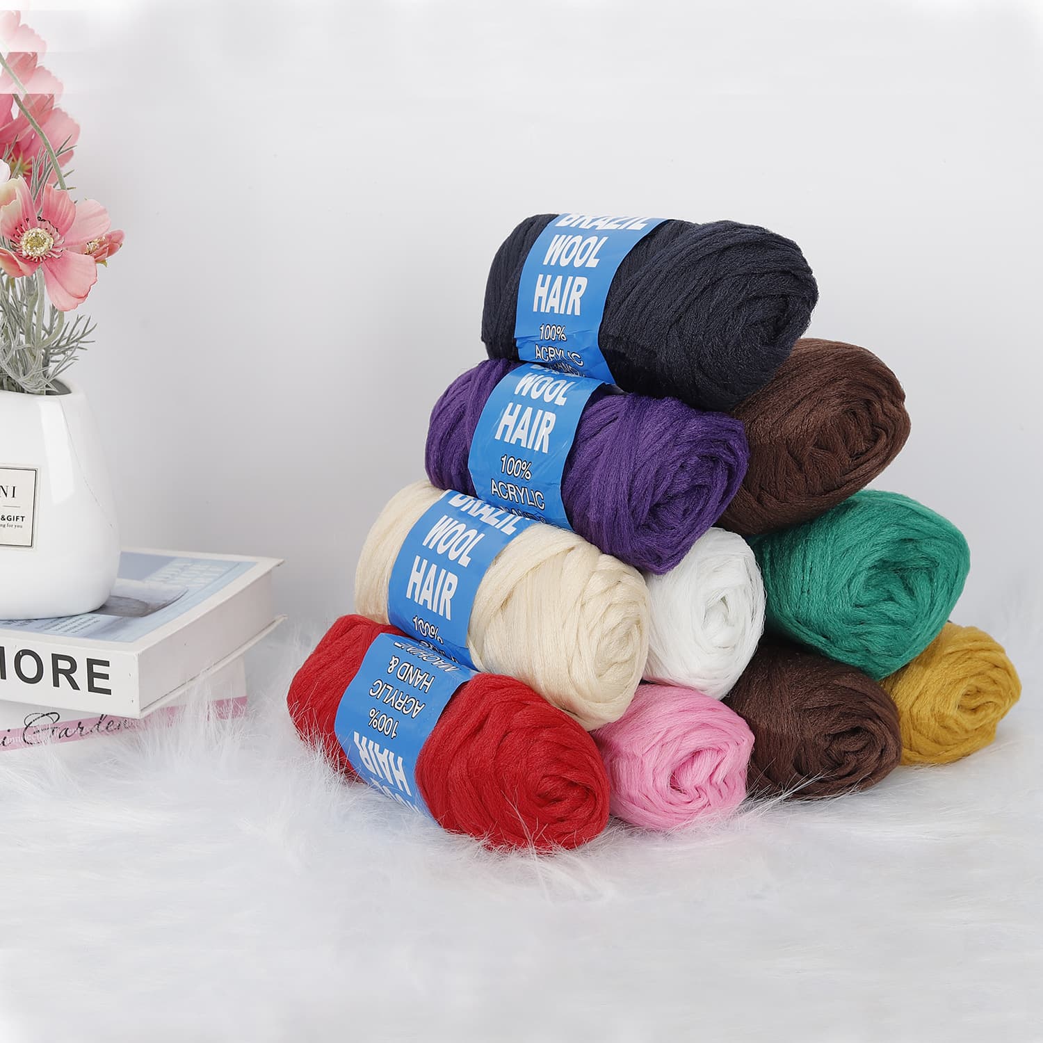 Yarn Hair Extensions, Bulky Acrylic Dreadlock Hair, Multi-Strand Dreadlock Yarn for Braided Wigs