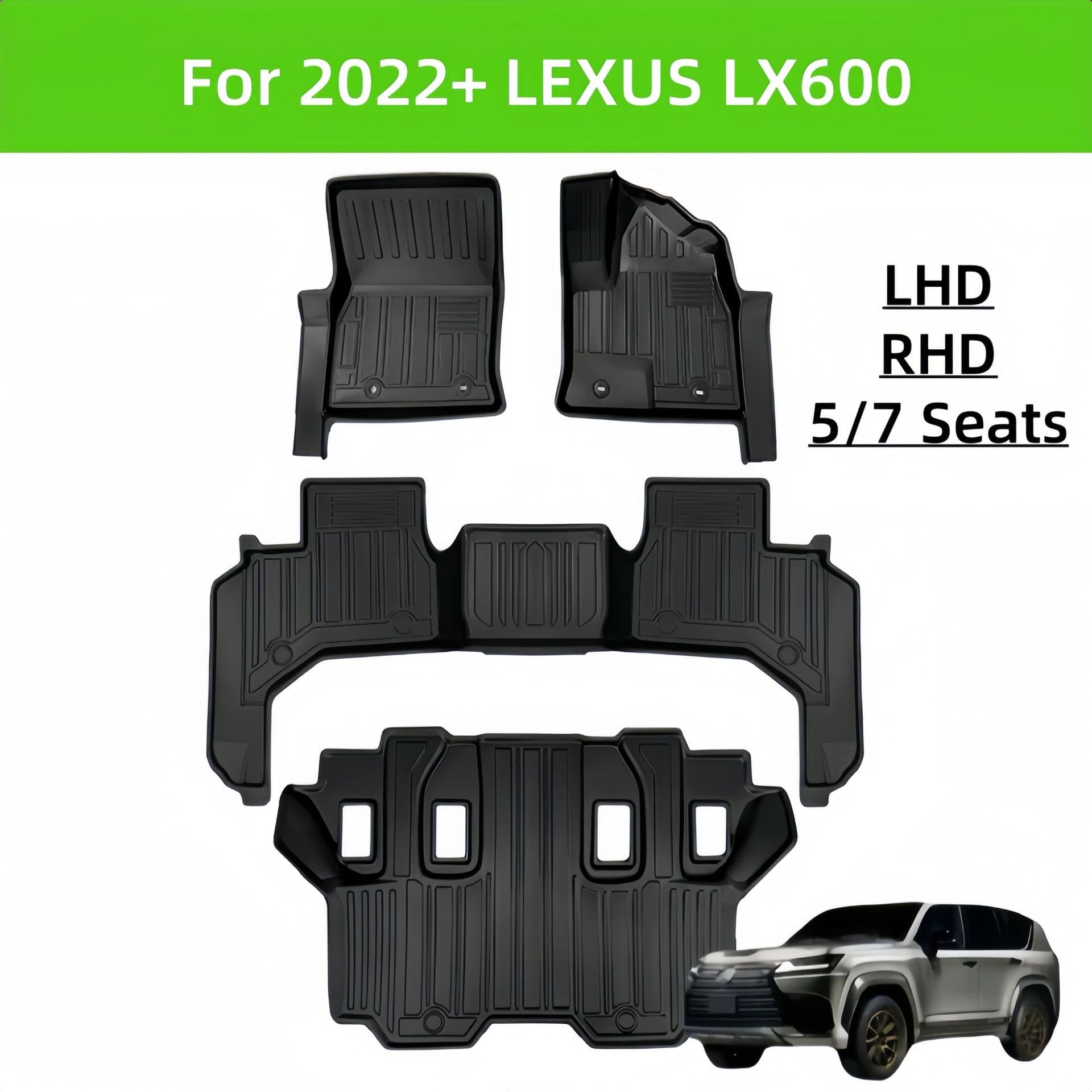 2022+ LEIXUS LX600 LHD RHD TPE Car Floor Mat Trunk Mat Waterproof No Formaldehyde Odorless Custom Fit Rubber Floor Mat