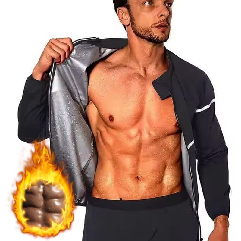 Men's Long Sleeve Shapewear Sweat Absorbing Sports Running Sauna Suit Tummy Control Body Sculpting Clothing Fitness Wear