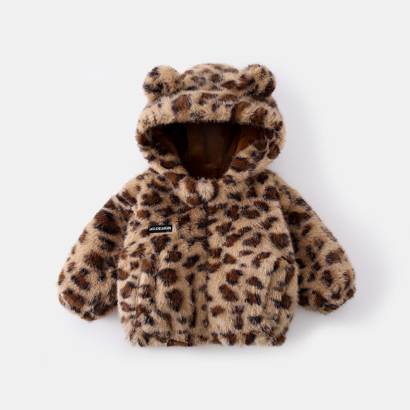Girls' Thickened Autumn/Winter Coat 2025 New Style, Boys' Leopard Print Plush Cotton Coat, Children's Winter Cotton-padded Clothing and Hat