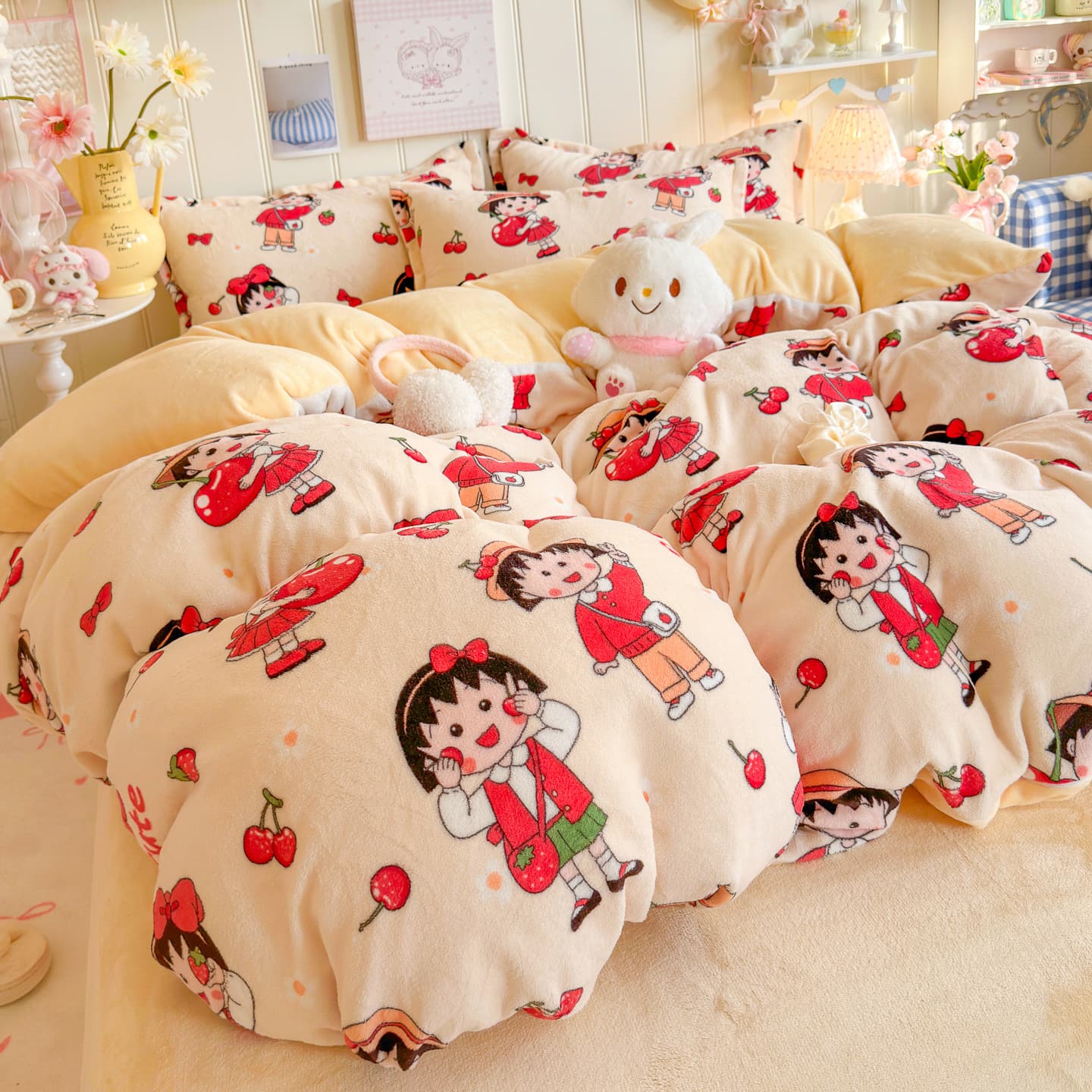 2025 new cartoon series milk fleece four-piece set - download file includes buyer show.