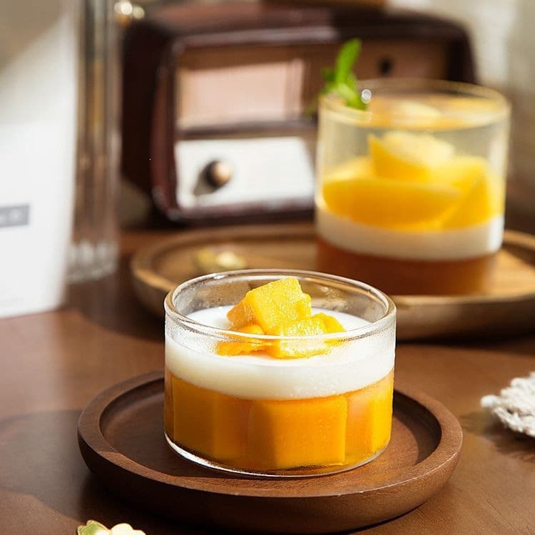 Manufacturer wholesale mousse cup dessert cup borosilicate pudding yogurt cup gift tableware round glass bowl for home use