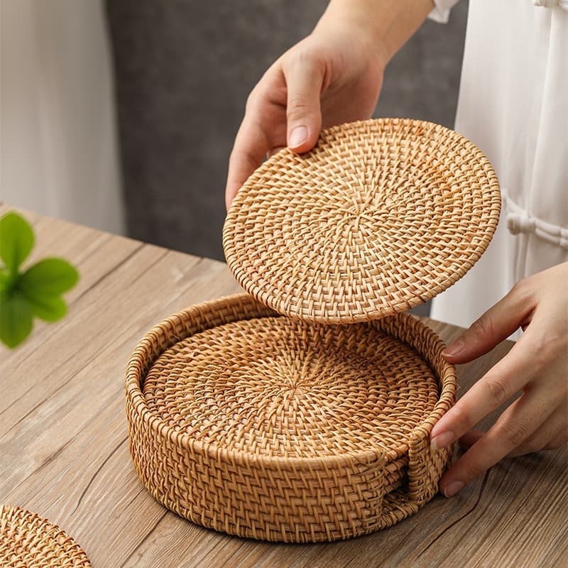 Rattan heat-insulating mat, household anti-scalding pot mat, bowl mat, high-temperature resistant placemat, heat-resistant plate mat, everyday household use