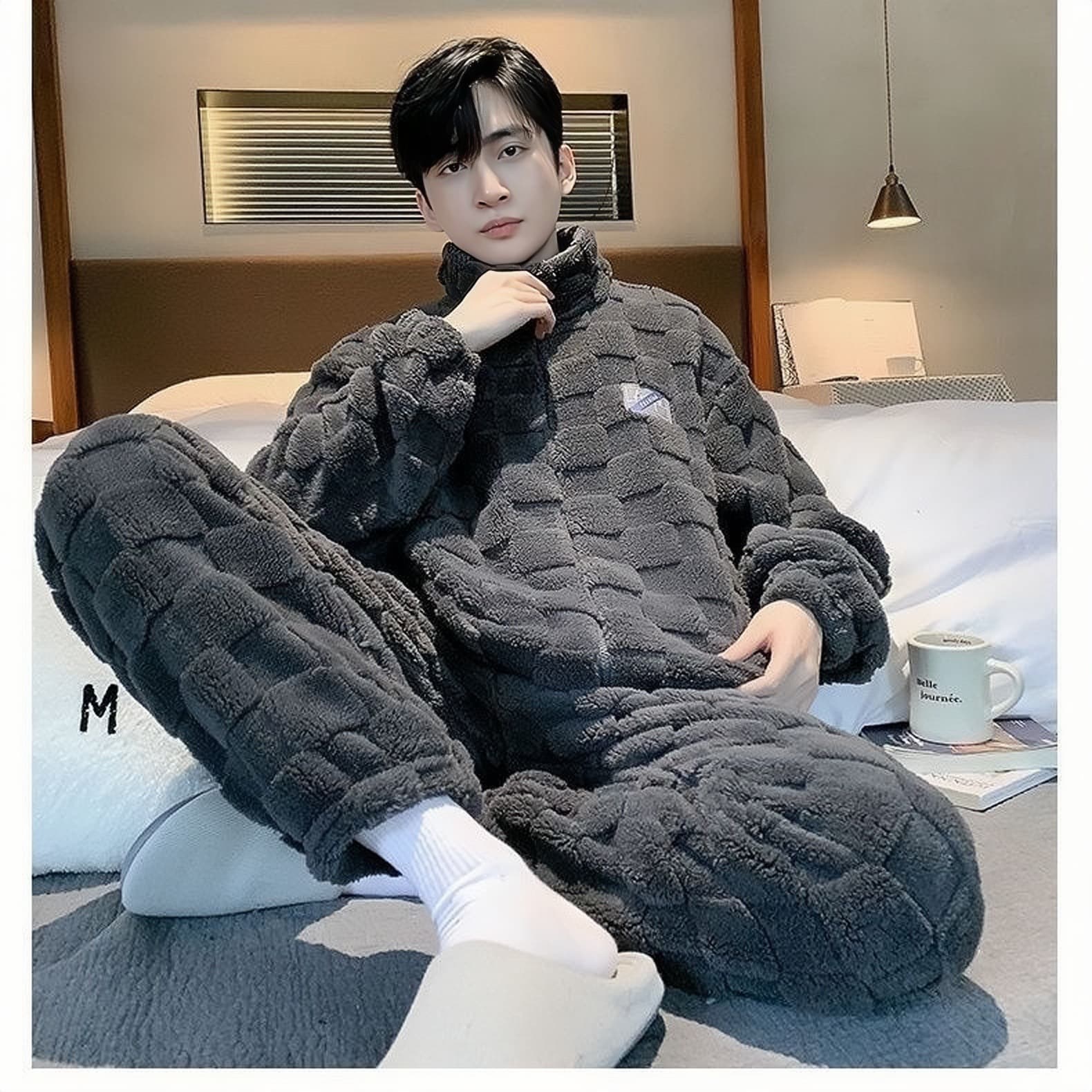 【Exclusive】Men's Fashion Pajamas Thick Coral Fleece Warm Flannel Autumn/Winter
