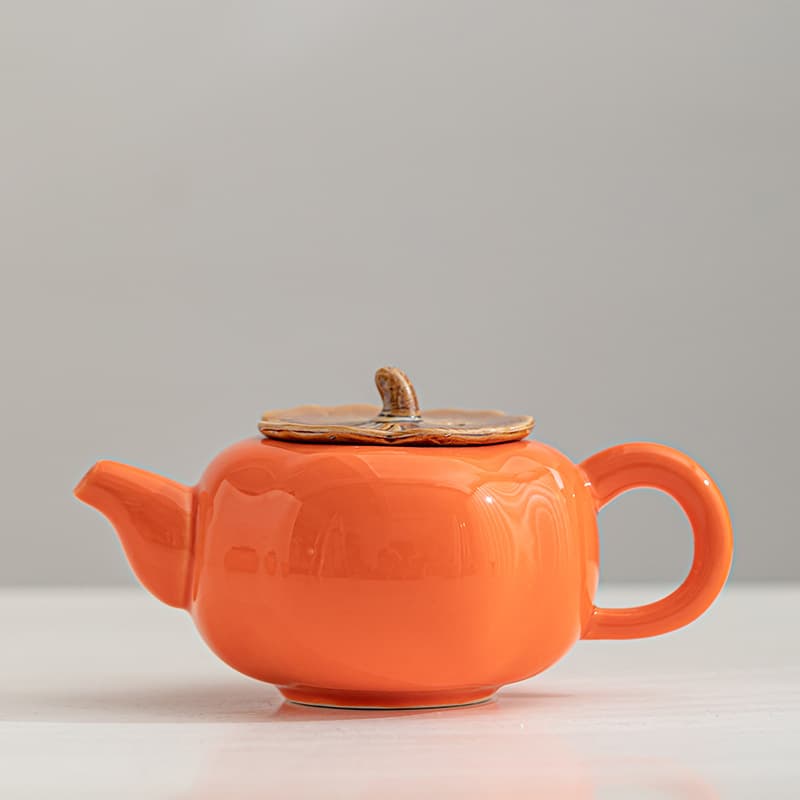 Ceramic Persimmon Tea Set Gift Box - Persimmon Teapot, Customizable Gift, Business Souvenir