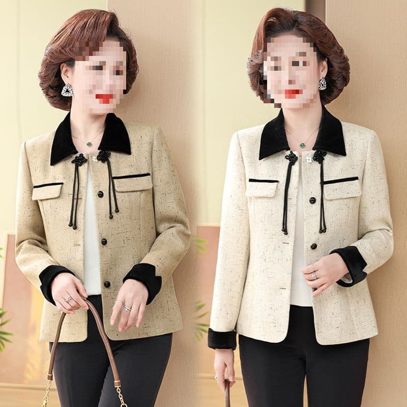 Mom Stylish Little Fragrance Style Jacket Spring/Autumn New Arrival Fashion Stylish Middle-Aged Women's Wear Spring Blazer Top