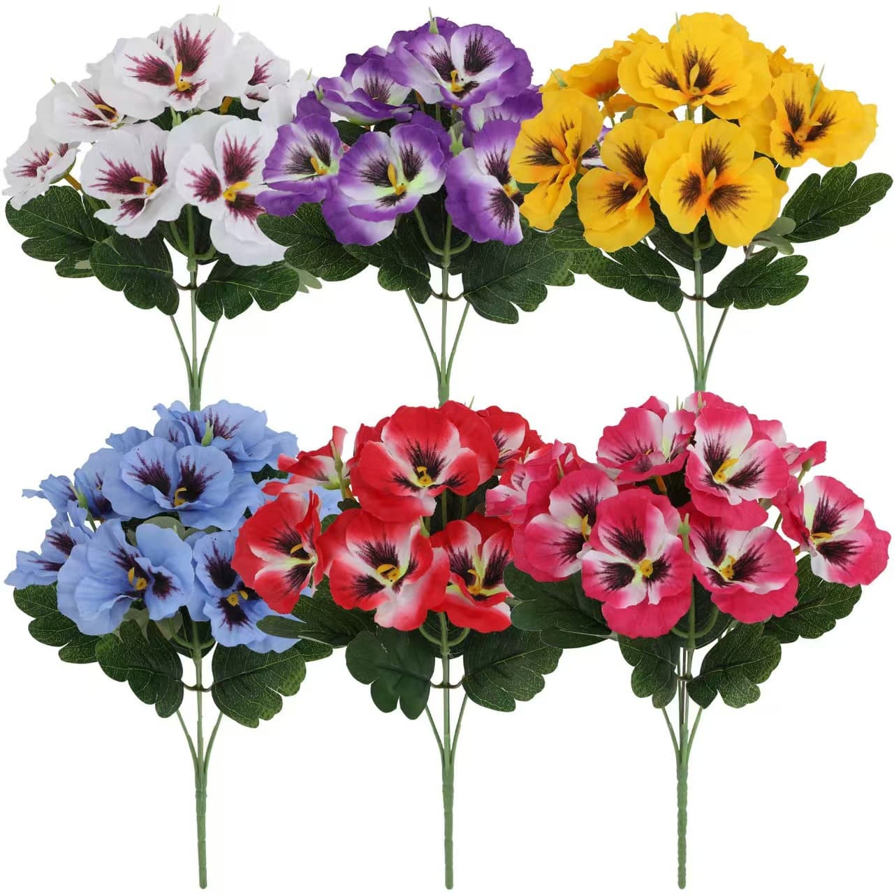 Cross-border artificial flower spring anti-UV artificial 5-head pansy wildflower outdoor daisy butterfly artificial flower