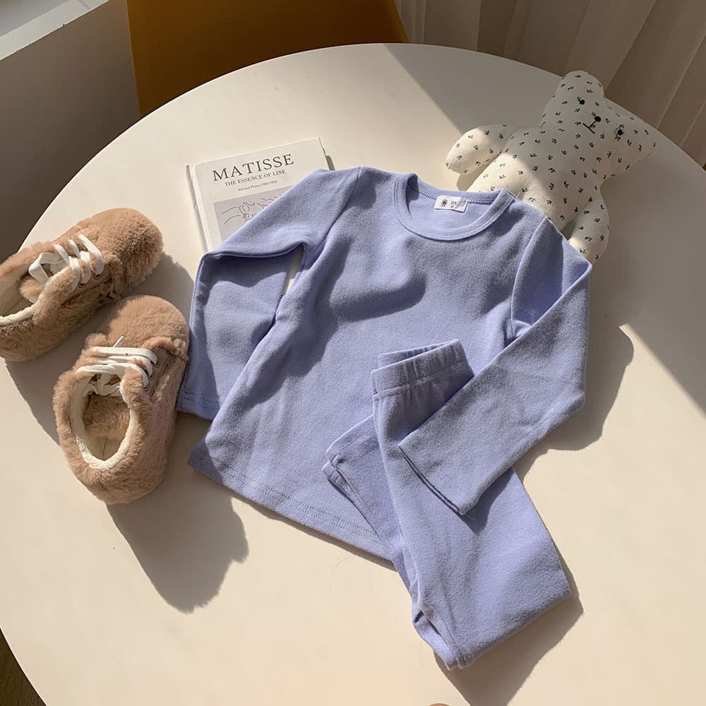 New Kids Crew Neck Pajamas Autumn Winter Thermal Cotton Underwear Set Children's Long Sleeve Top and Pants Thick Solid Color Loungewear
