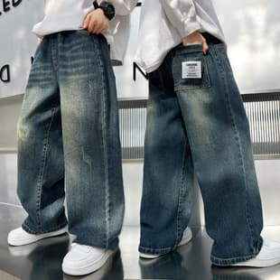 Boys' Pants for Spring/Autumn 2026 New Style, Jeans for Older Kids, Handsome Straight-Leg Long Pants