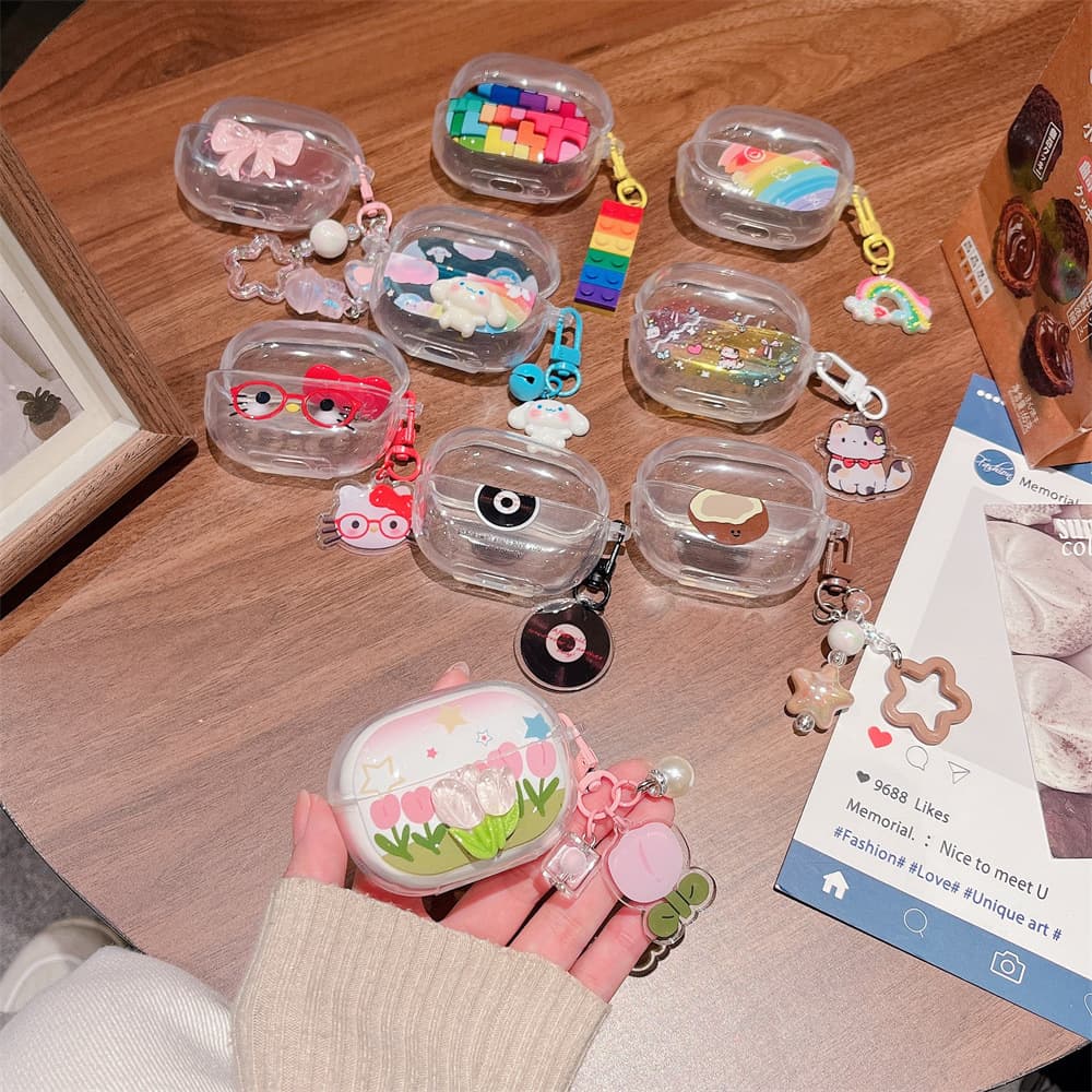 Rainbow Lucky Cat Earphone Case Compatible with Apple AirPods 3rd/4th Generation Transparent Protective Case Pro2 Personalized Huawei 7I