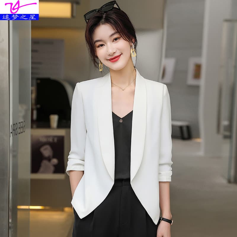 Ultra-thin Short Blazer for Women, Spring/Summer 3/4 Sleeve, Chic Chiffon Korean Style, Petite Fit, Premium