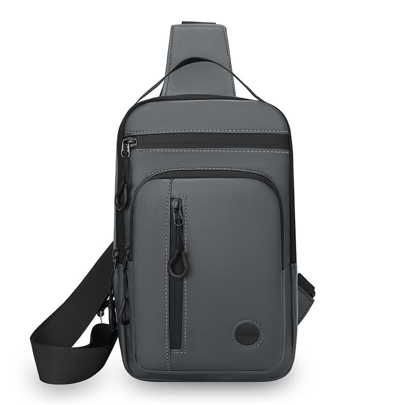 Leather film chest bag men's backpack New commuter shoulder chest bag Water-repellent large-capacity casual cross-body chest bag
