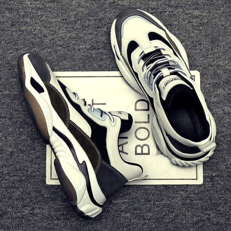 Men's Trendy Casual White Sneakers, Height-Increasing Sports Shoes, Large Size Men's Shoes