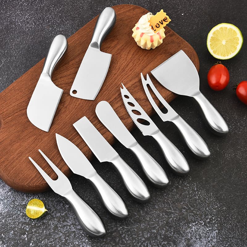 Hollow Handle Cheese Knife Set, Kitchen Baking Tools, Butter Knife, Pizza Knife, Stainless Steel Cheese Knife Set (9 Pieces)