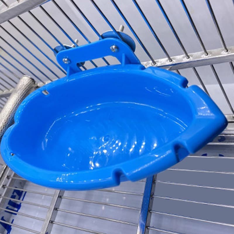 Blue Bird Bath Tub, Parrot Bath Box, Bird Feeder Basin, Pet Supplies