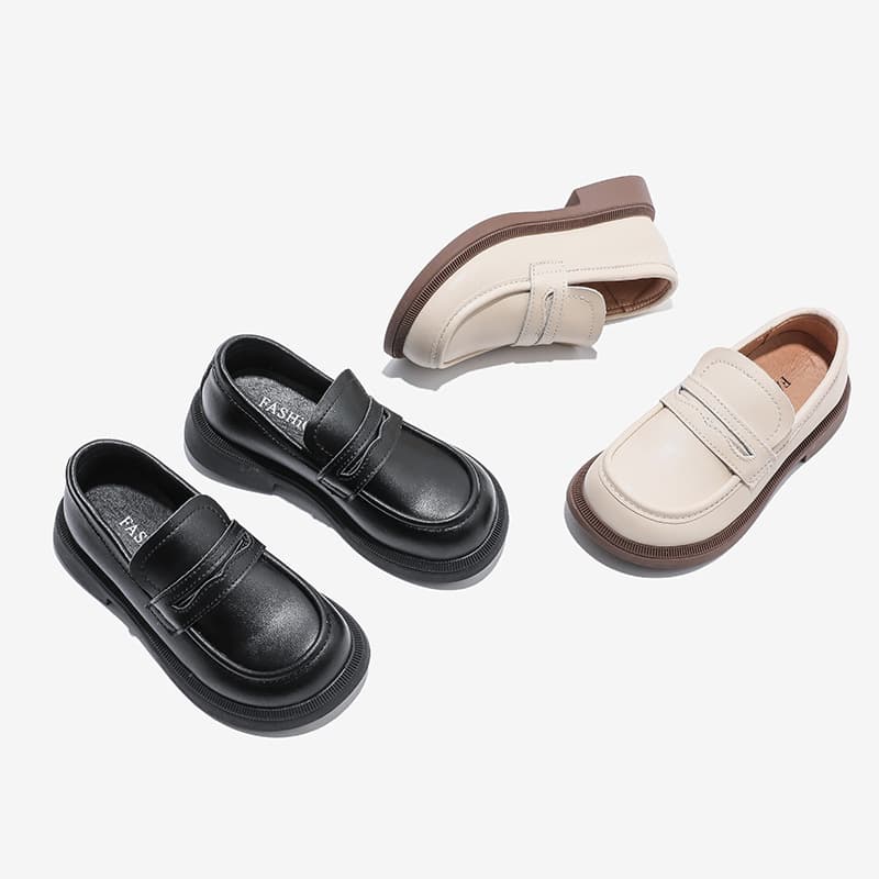 Girls' Leather Loafers Spring Summer New British Style Black Soft Sole Fashionable Children's Shoes Baby Shoes
