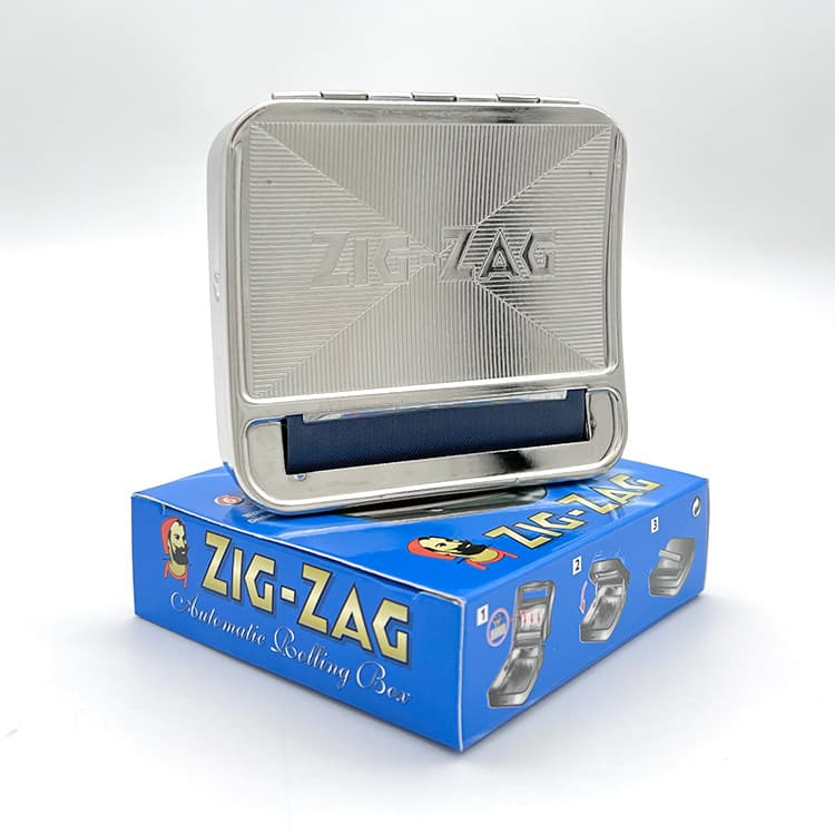 Cross-border Hot Sale Zig-Zag Metal Cigarette Case 70mm Old Man's Head Semi-automatic Cigarette Case Manual Cigarette Maker