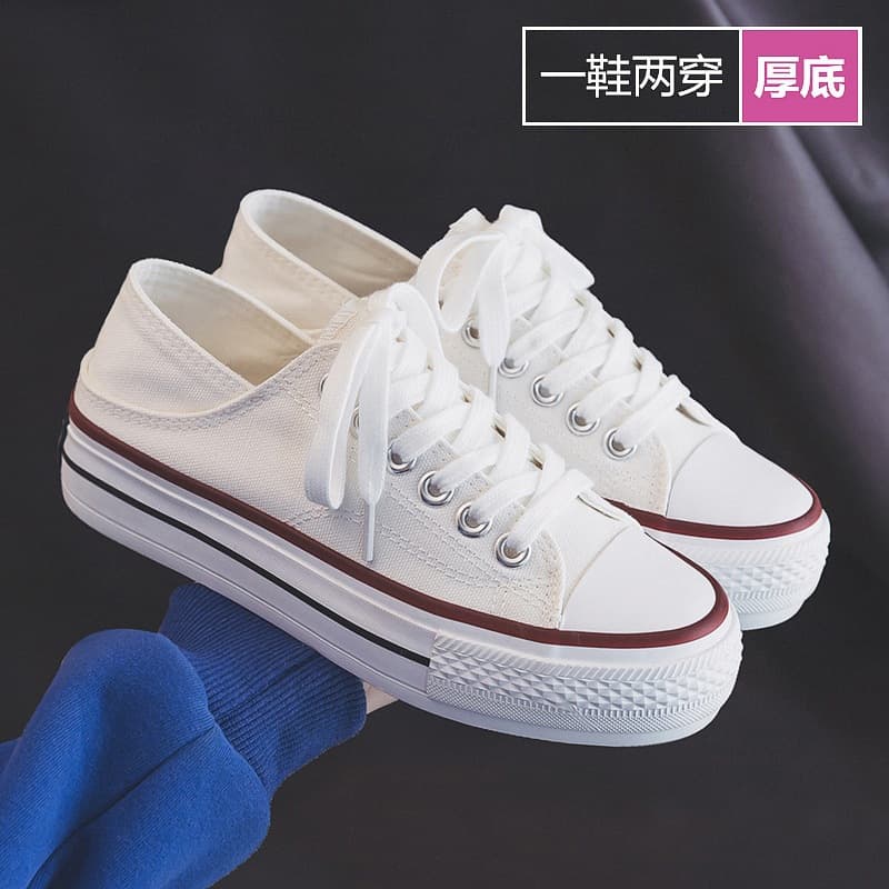 2-in-1 Half-Slip Canvas Shoes for Women 2024 Summer Slip-On Lazy Shoes Breathable Versatile Board Shoes White Sneakers
