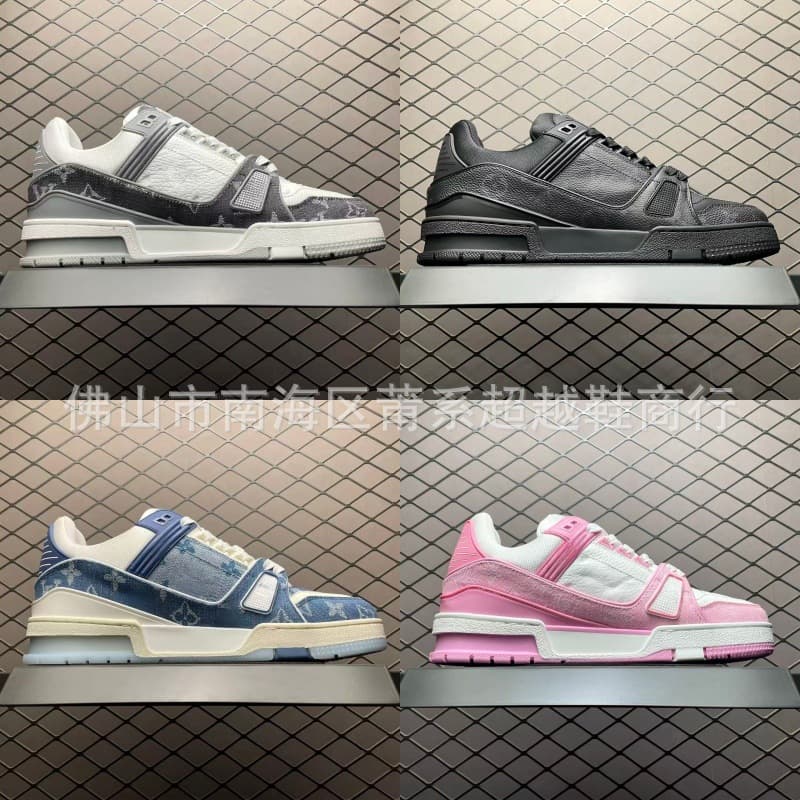 Original European Version Trainer Sneakers in White Cement and Black Denim for Men and Women, Couple's Height-Increasing Shoes, Casual Sports Shoes