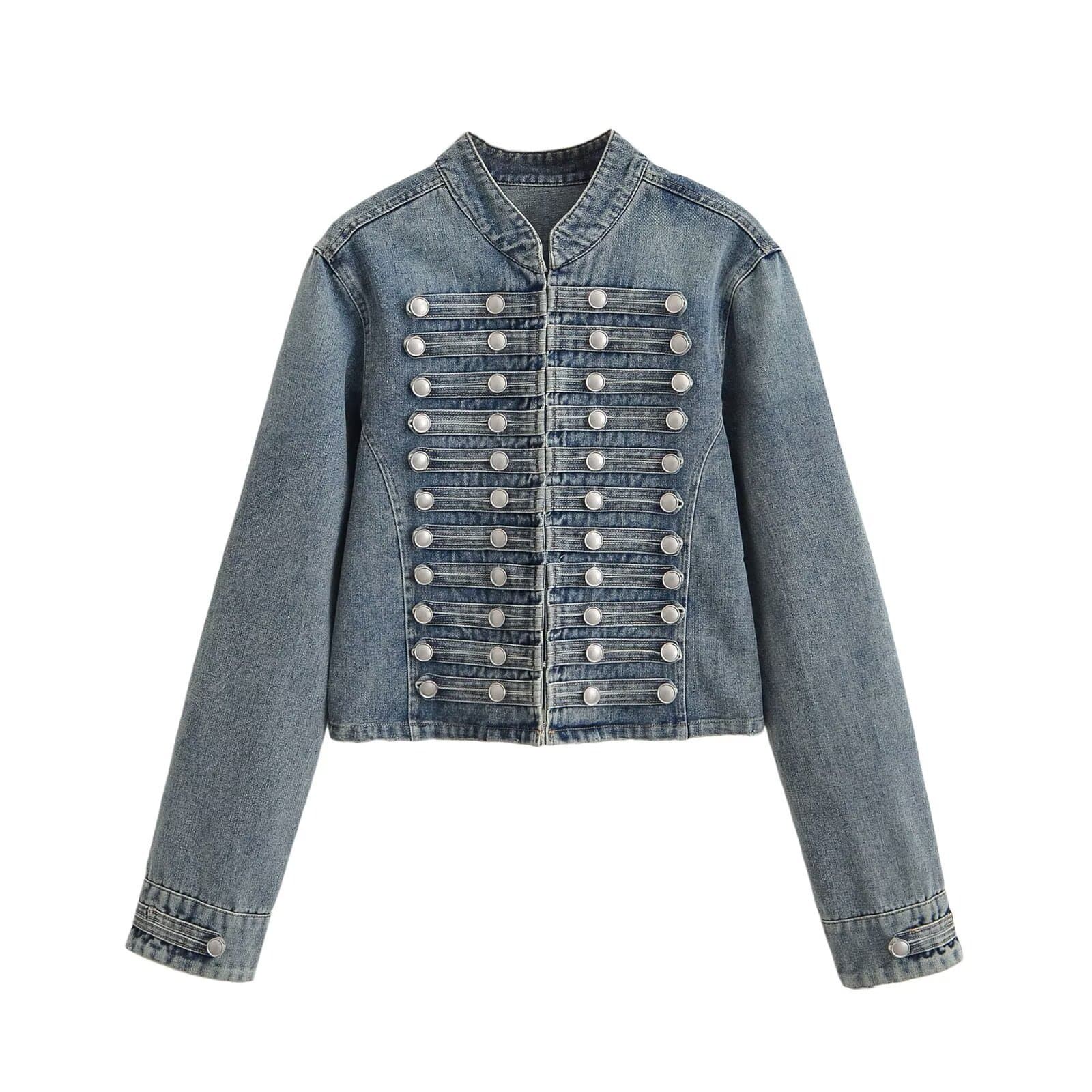Cross-border European and American Fashion Street Denim Jacket High-Waist Slim Fit Booty Shorts Two-Piece Set M226386