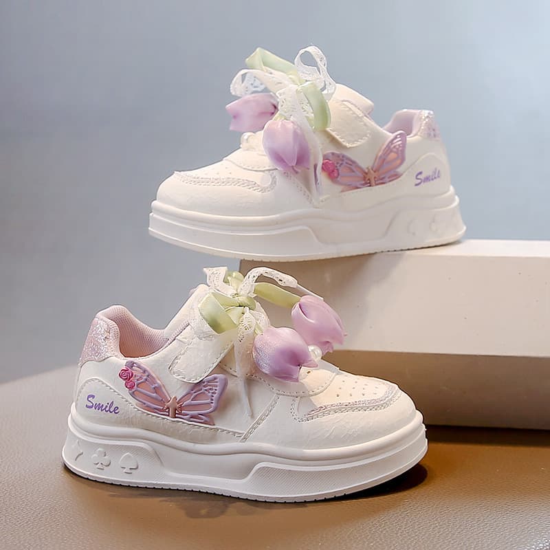 Girls' Low-Top Board Shoes, Soft Sole Children's Sneakers, Spring and Autumn New Arrival, Princess Shoes, Lightweight Non-Slip Running Shoes