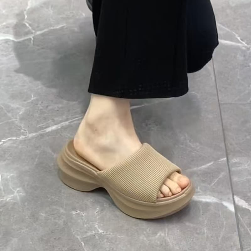In Stock ~ Small Muffin Thick-Soled Slippers Women's Summer Wear 2025 New Excrement Feeling Net Red Beach French Sandals