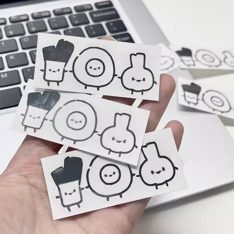 Cartoon Scallion Pancake Garlic 3D Metal Sticker Creative Waterproof Decorative Sticker Premium for Phone Laptop