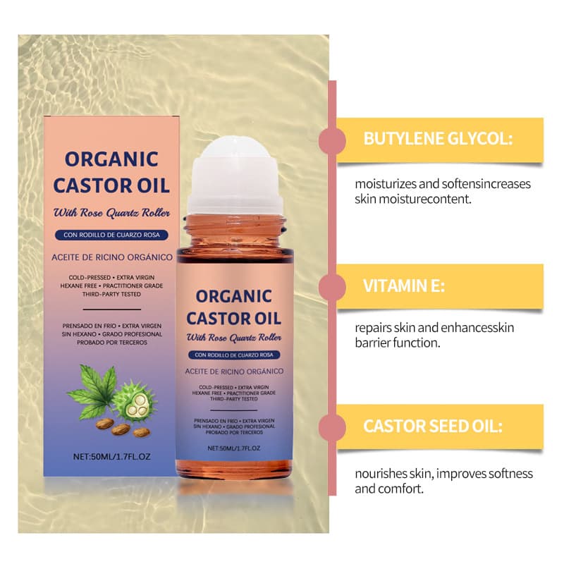 Castor Oil Soothing Roll-On, Gentle and Moisturizing for Body Skin, Portable Daily Massage Care Solution
