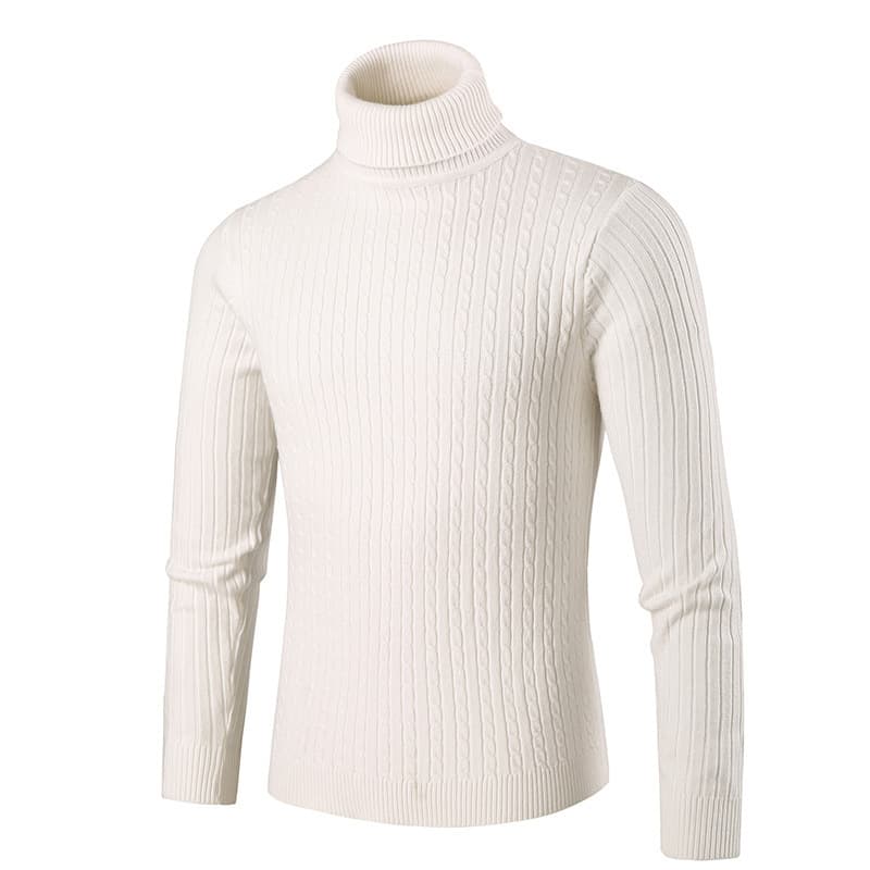 Cross-Border New Men's Clothing, Export High Neck Sweater, Autumn Winter Pullover Knitwear, Casual Fashion Simple Cable Knit Sweater