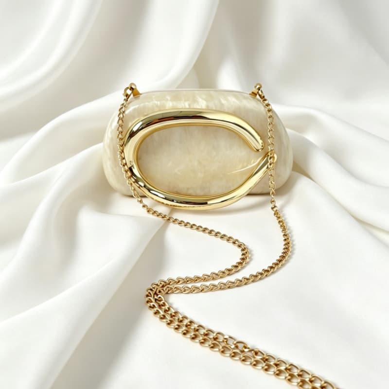 Cross-Border Hot-Selling Metal Hand-Held Dinner Bag Solid Color Small Square Bag Retro Metal Handle Acrylic Clutch Bag