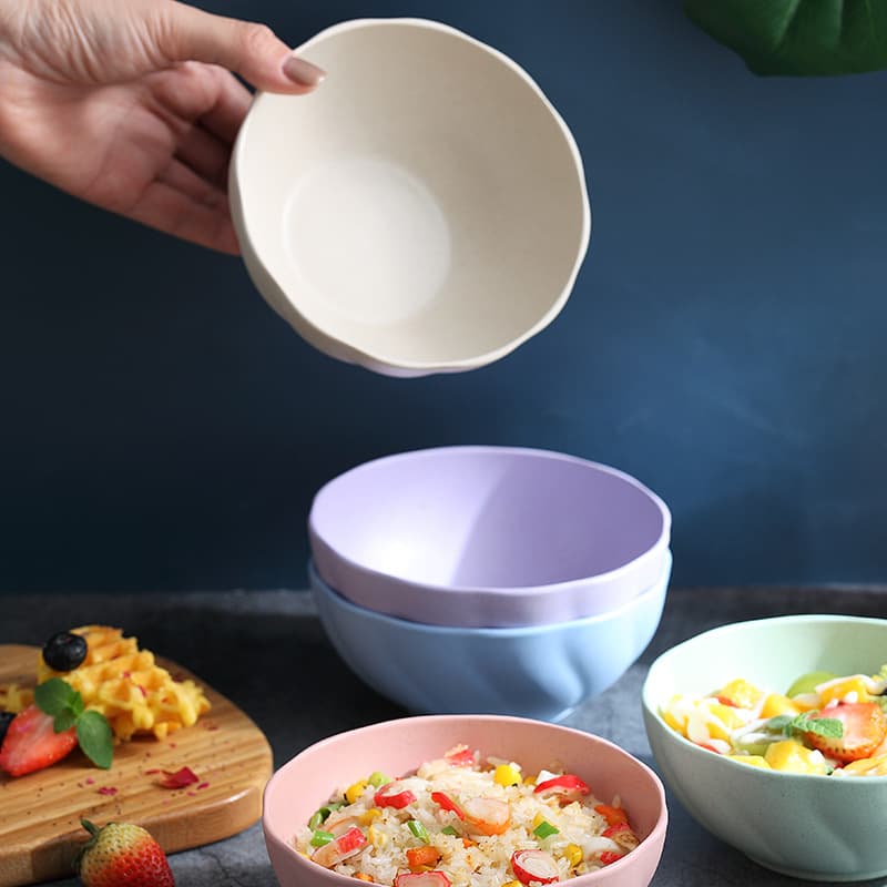 Creative Wheat Straw Bowl Household Rice Bowl Soup Bowl Japanese Breakfast Bowl Tableware Plastic Bowl Noodle Bowl