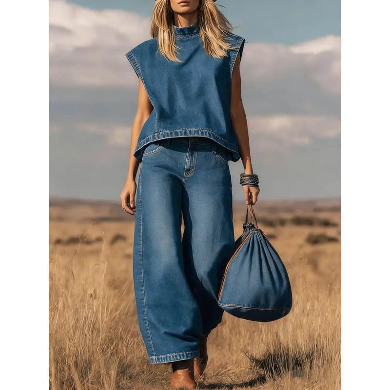 Standalone Cross-Border Hot Selling European & American Denim Vest, Spring Summer New Top Denim Custom Factory