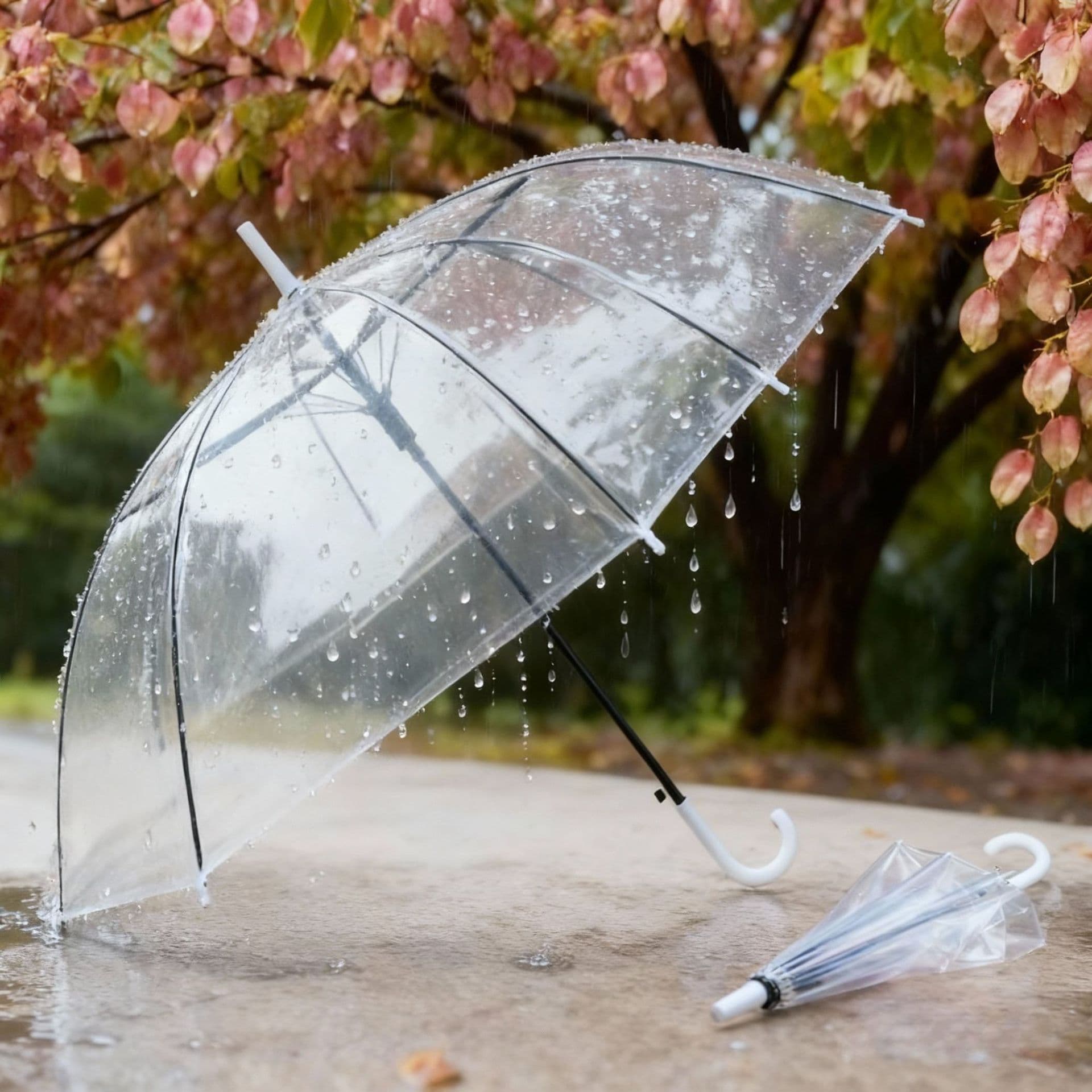 Clear rain umbrella long-handle transparent umbrella disposable wholesale simple transparent children's umbrella advertising umbrella LOGO