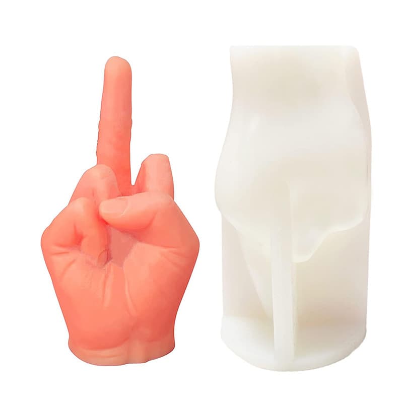 Middle Finger Hand Model Victory Gesture Scented Candle Mold Creative Funny Peace Sign Silicone Mold