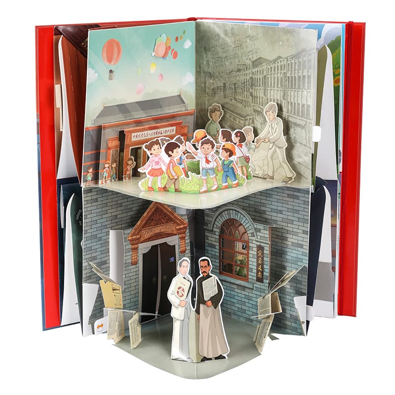 Wholesale children's two-color irregularly shaped gifts, 3D pop-up book, flip book gift box, 360° rotating skylight lamp