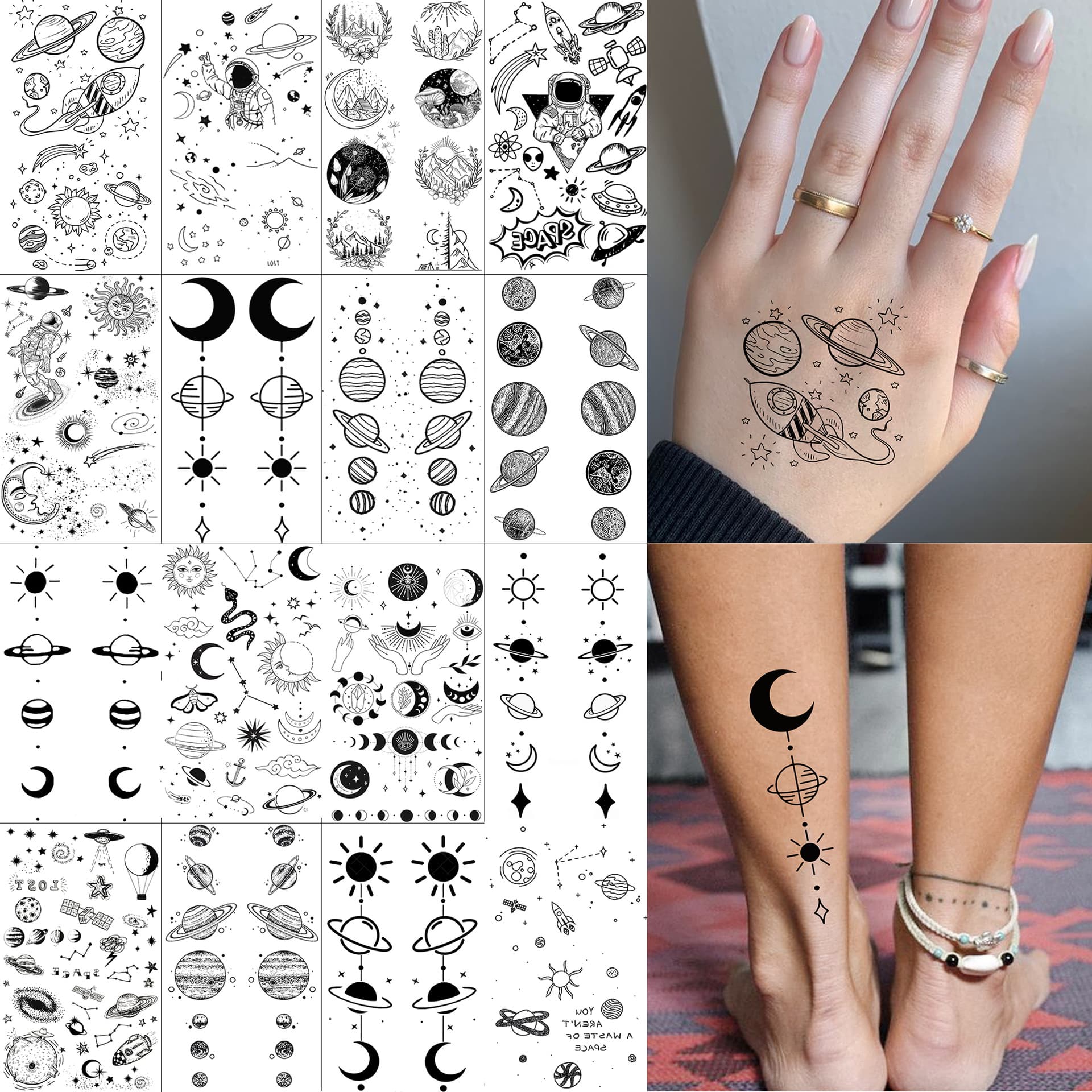 Cross-border New Product Ins Planet Universe Tattoo Hand Back Neck Calf TK Tattoo Sticker TEMU Europe America Tattoo
