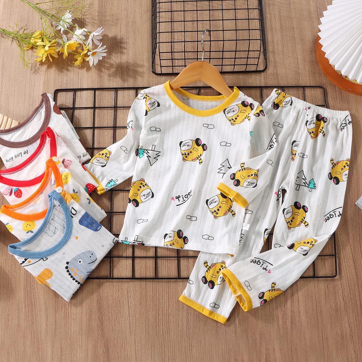 2025 Summer New Children's Home Cotton Set, Baby Boy Korean Style Air Conditioning Suit, Girl Thin Pajamas