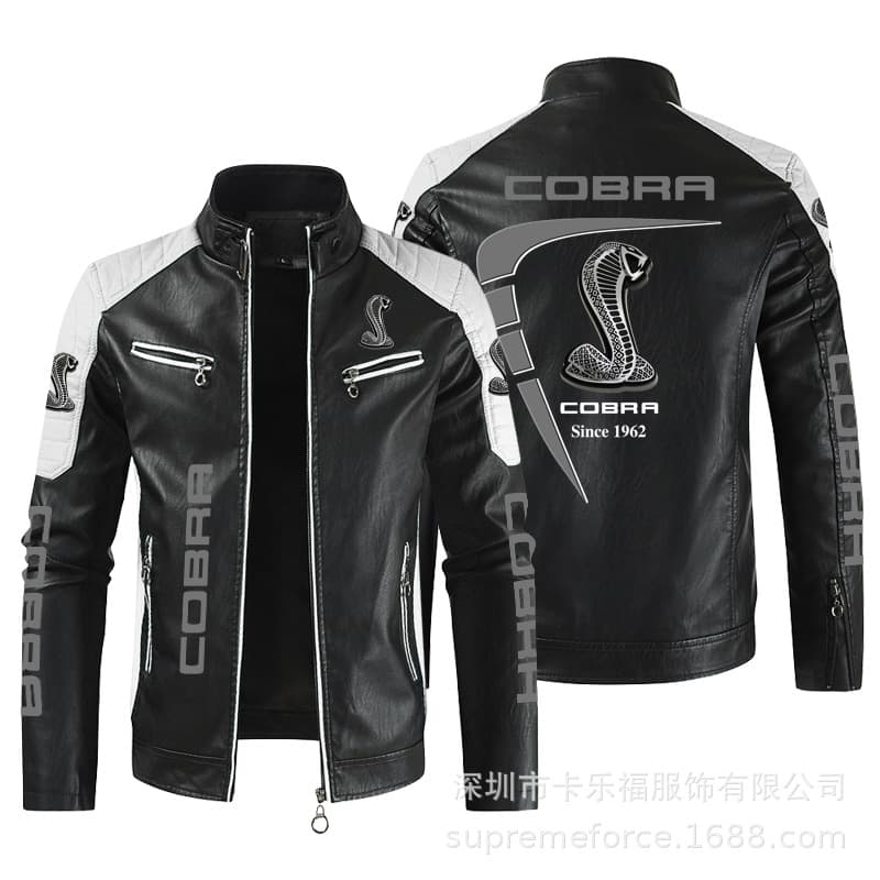 Cross-border Hot Selling Men's European Size Cobra Motorcycle Racing Leather Jacket PU Leather Coat
