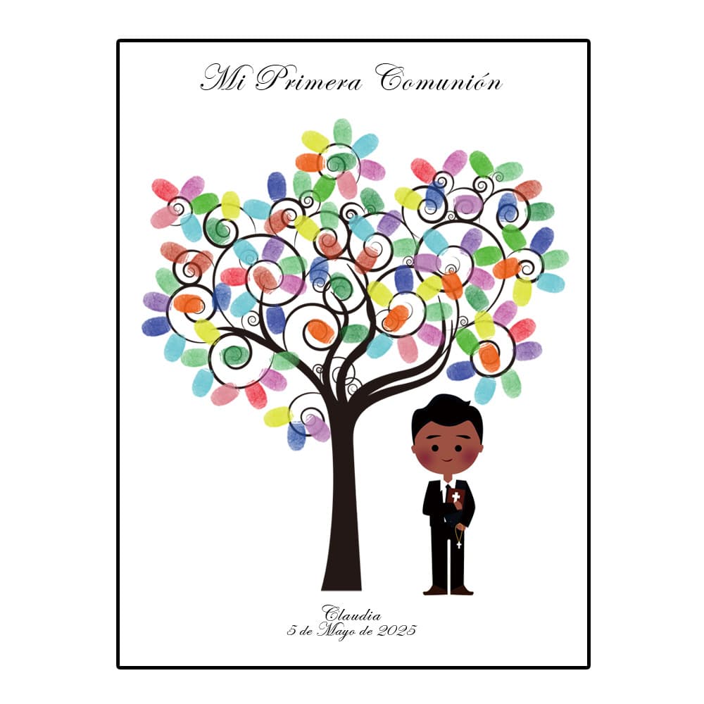 Custom Theme Name Date Boy Spanish First Communion Fingerprint DIY Finger Painting HK144