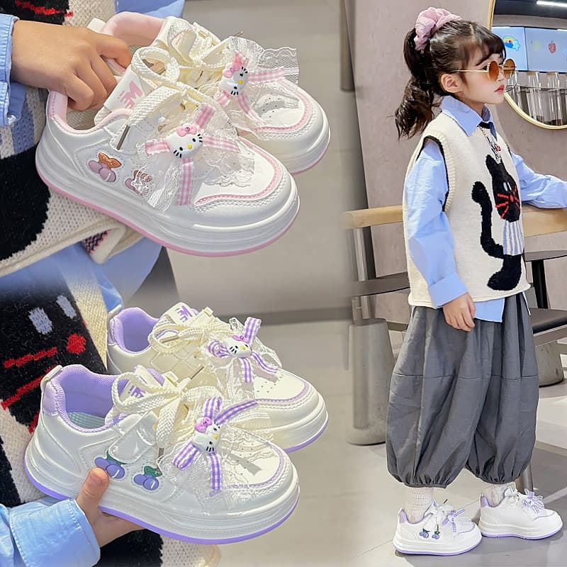Girls' Shoes 2026 Spring/Autumn New Style, Cute and Fashionable Casual Sneakers for Middle and Older Children, Versatile Board Shoes White Sneakers