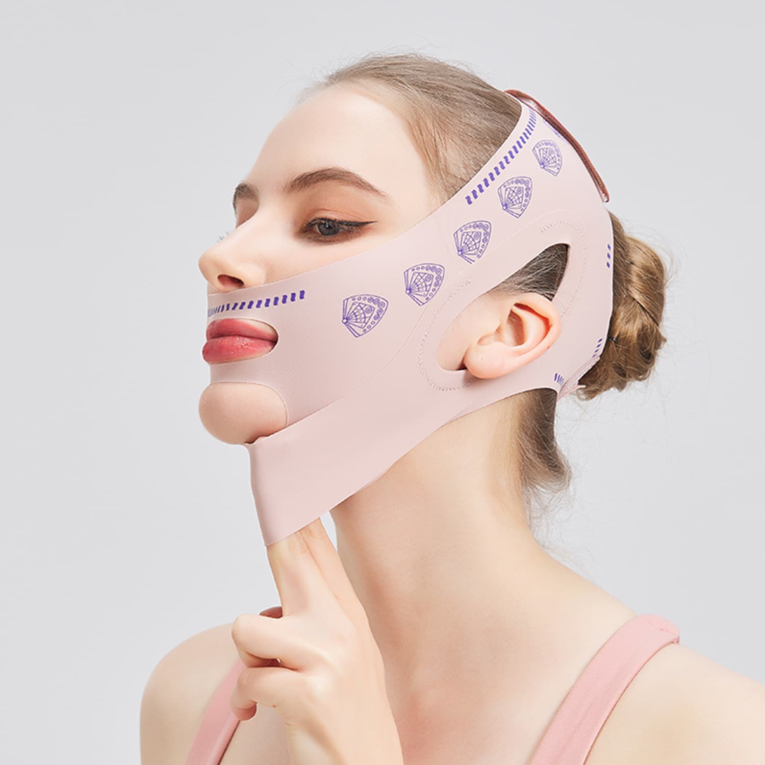 V-face lifting bandage, facial sculpting and double chin massager, men's and women's V-face enhancement device.