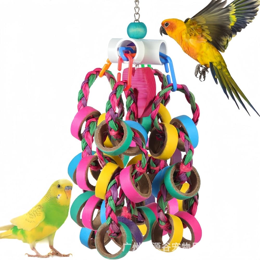 Parrot Toys Paper Tube Colorful Bird Supplies Utensils Bird Cage Accessories Chewing Macaw Parrot Bird Toys