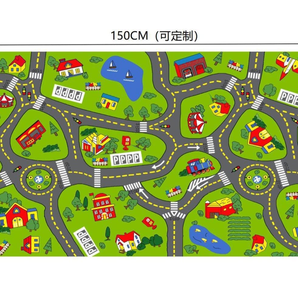 Traffic Track Parking Lot Crystal Velvet Mat Nursery Toy Play Mat Kindergarten Crawling Full Coverage Insulation Mat Wholesale
