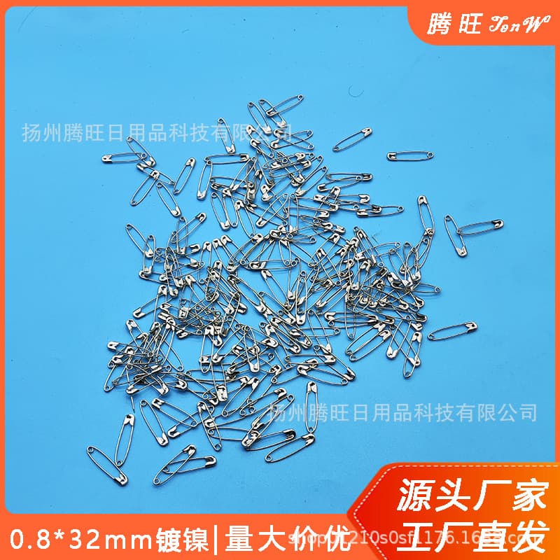 Factory direct sales 0.8*32mm pin, tag thick pin, rough pin, nickel plated brooch, badge pin