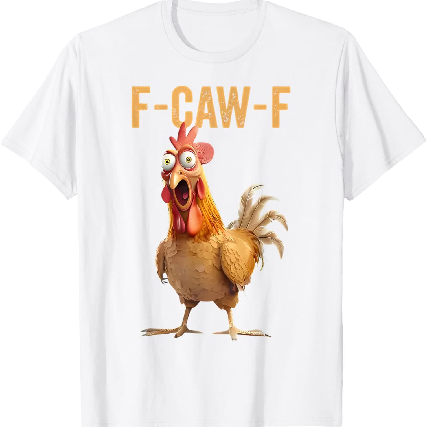 Cross-border new style top with quirky and fun print F-CAW-F surprised chicken round neck short sleeve loose T-shirt unisex.